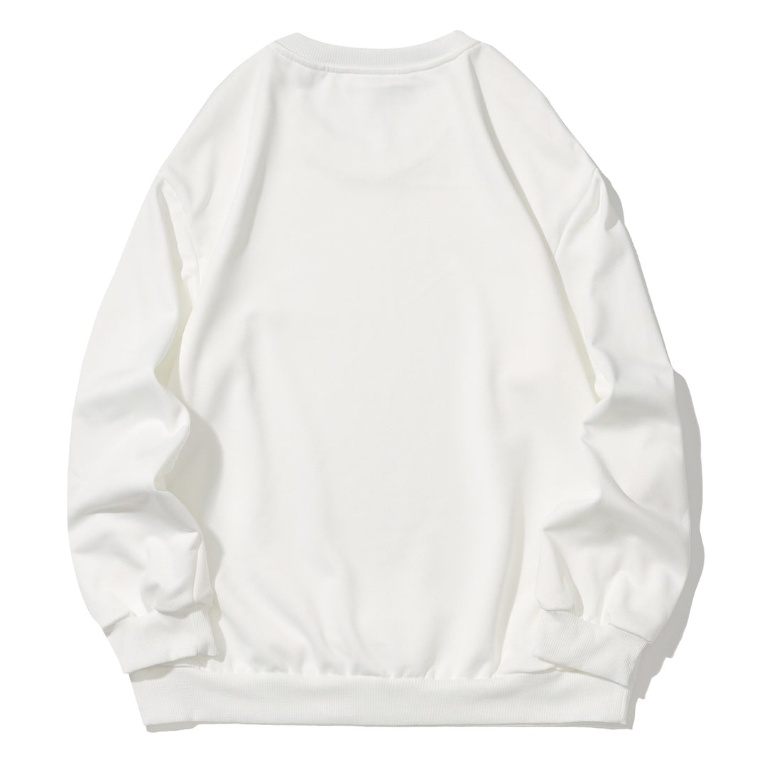 Ladies oversized casual sweatshirt with embroidered star appliqués in denim look and ribbed hem Mune Fashion