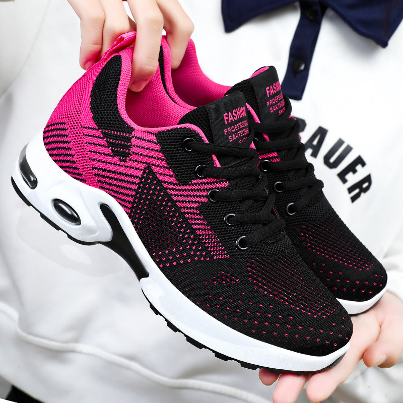 Women's sporty knit sneakers with shock-absorbing air unit, ergonomic comfort sole, and elastic lacing Mune Fashion