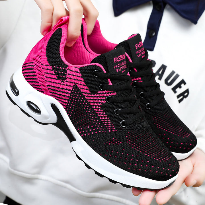 Women's sporty knit sneakers with shock-absorbing air unit, ergonomic comfort sole, and elastic lacing Mune Fashion