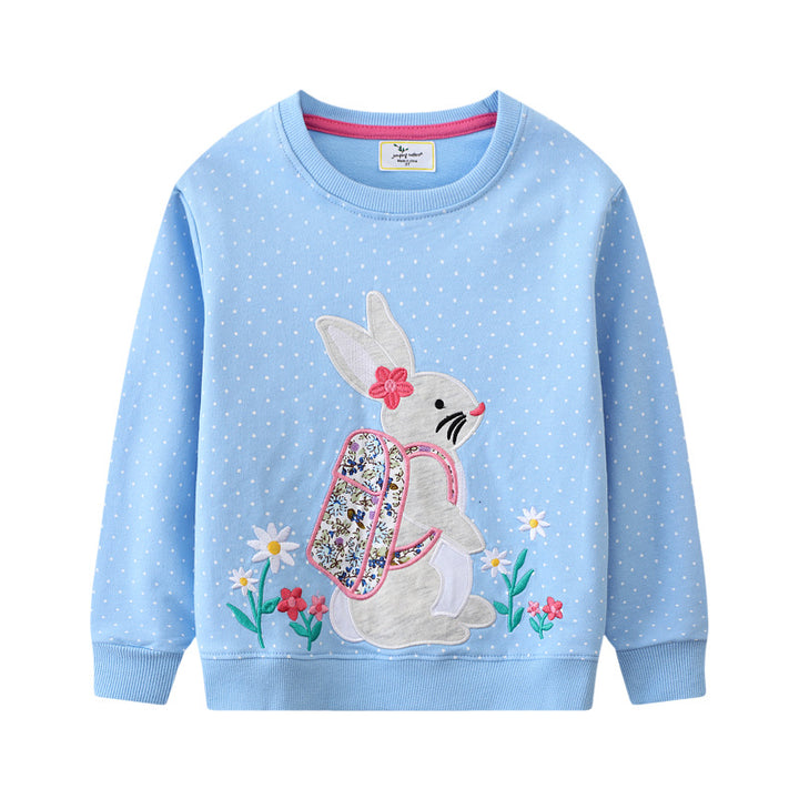 Girl's sweatshirt with cute bunny and flower motif Mune Fashion