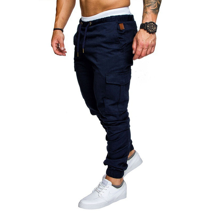 Men's carrot-shaped cargo joggers with elastic waistband, drawstring and reinforced knees Mune Fashion