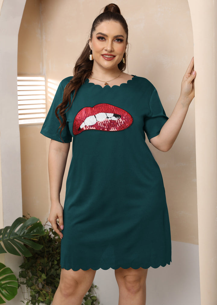 Women's casual leisure dress with playful lip motif Mune Fashion