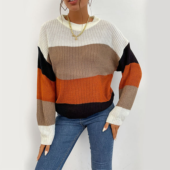 Women's Casual Color Block Sweater Mune Fashion