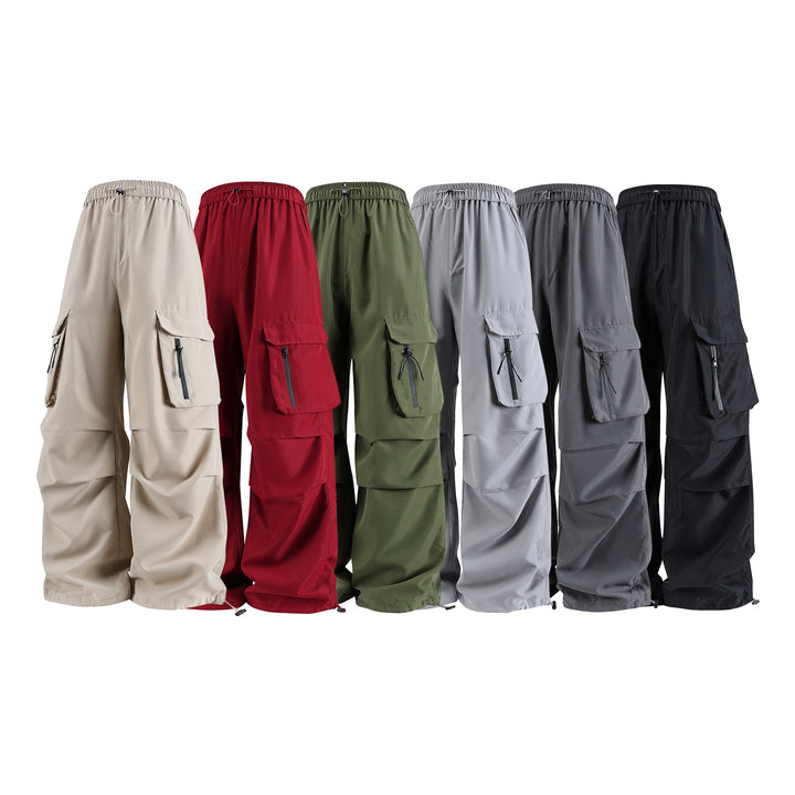 Men's Loose Tech Cargo Pants with Elastic Waistband, Multi-Pocket Cargo Pockets and Drawstring Closure Drune