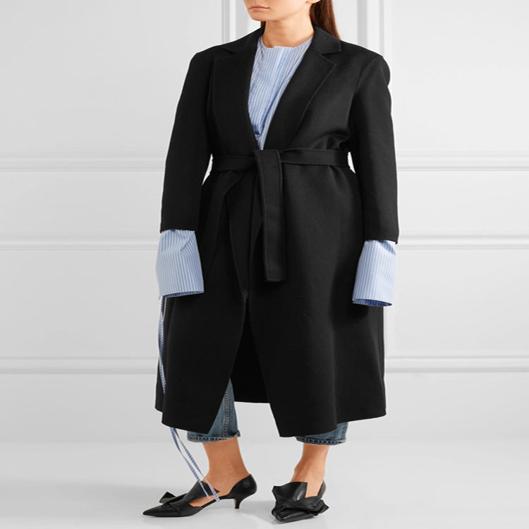 Women Oversized Long Coat in Minimalist Shawl Collar Tailoring Mune Fashion