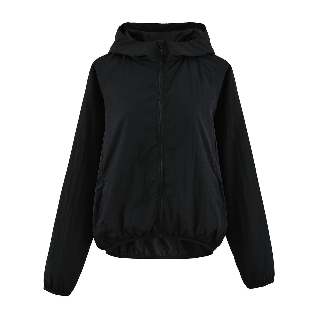 Women's Ultralight Hooded Windbreaker with Extended Back Hem and Elastic Hem Mune Fashion