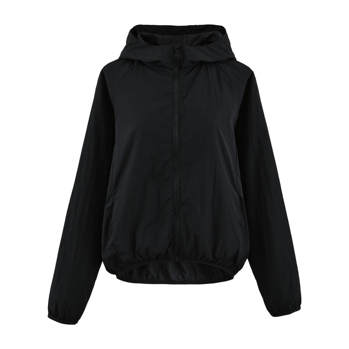 Women's Ultralight Hooded Windbreaker with Extended Back Hem and Elastic Hem Mune Fashion