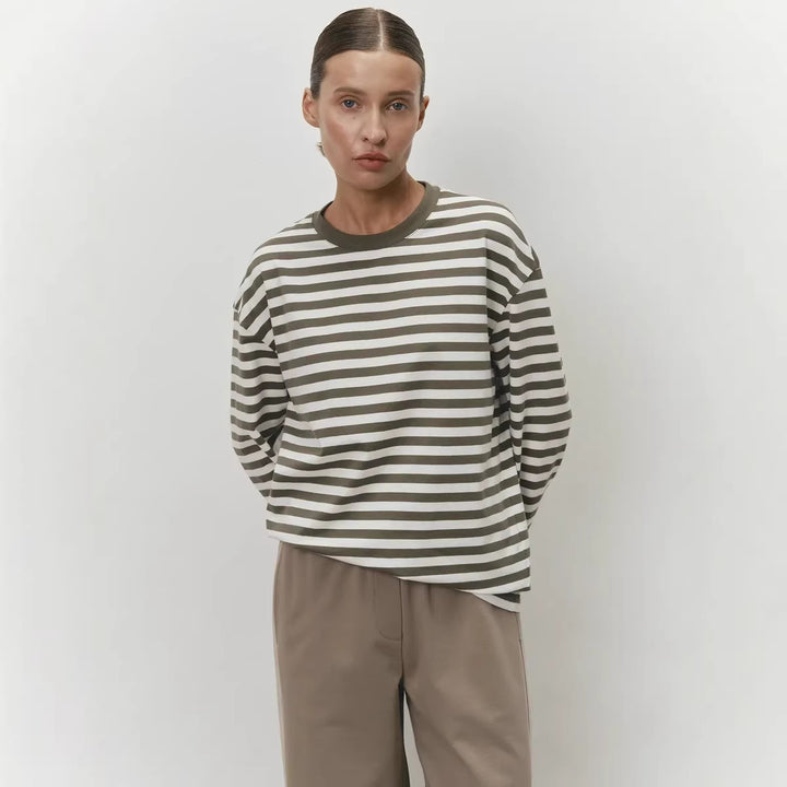Women Casual Striped Long Sleeve Shirt Mune Fashion