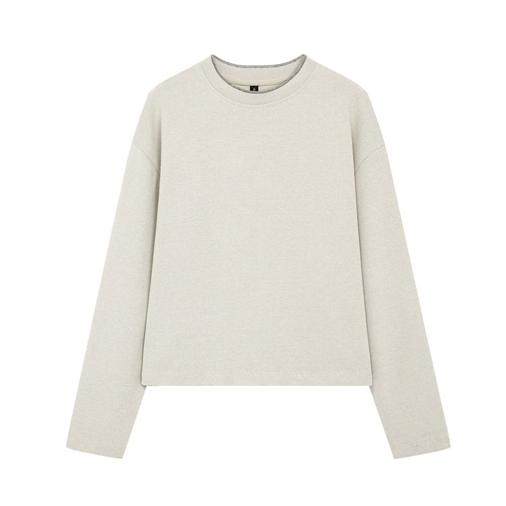 Women's Boxy Ribbed Knit Sweater with Round Neck
