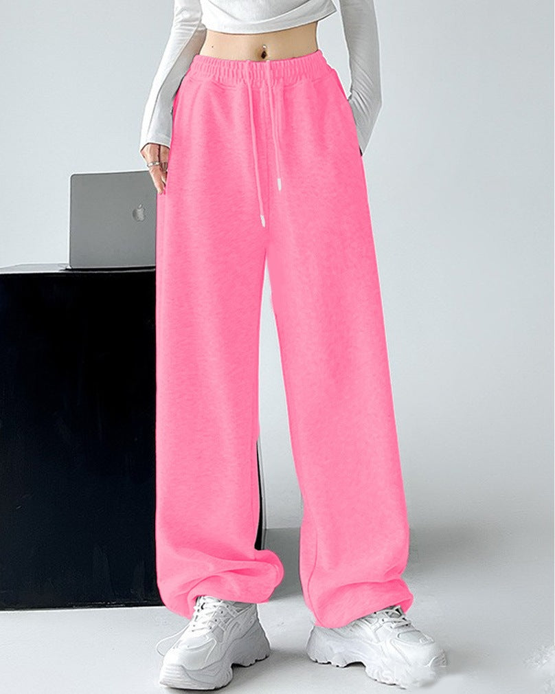 Ladies Nan extra wide palazzo sweatpants with high comfort waistband, side pockets, slit at hem and drawstring Mune Fashion