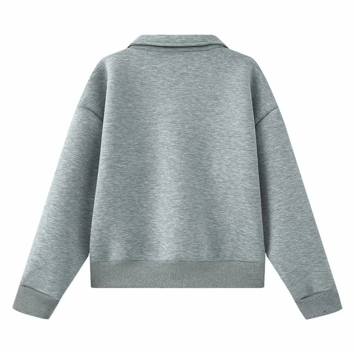 Ladies casual sweatshirt jacket with full zip and shawl collar Mune Fashion