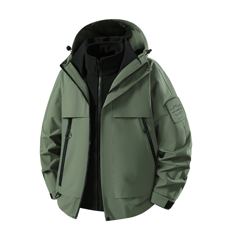 Men's multifunctional waterproof softshell rain jacket with removable fleece inner jacket Mune Fashion