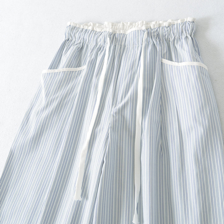 Women's Wide Culotte Pants with Drawstring Waist and Patch Pockets