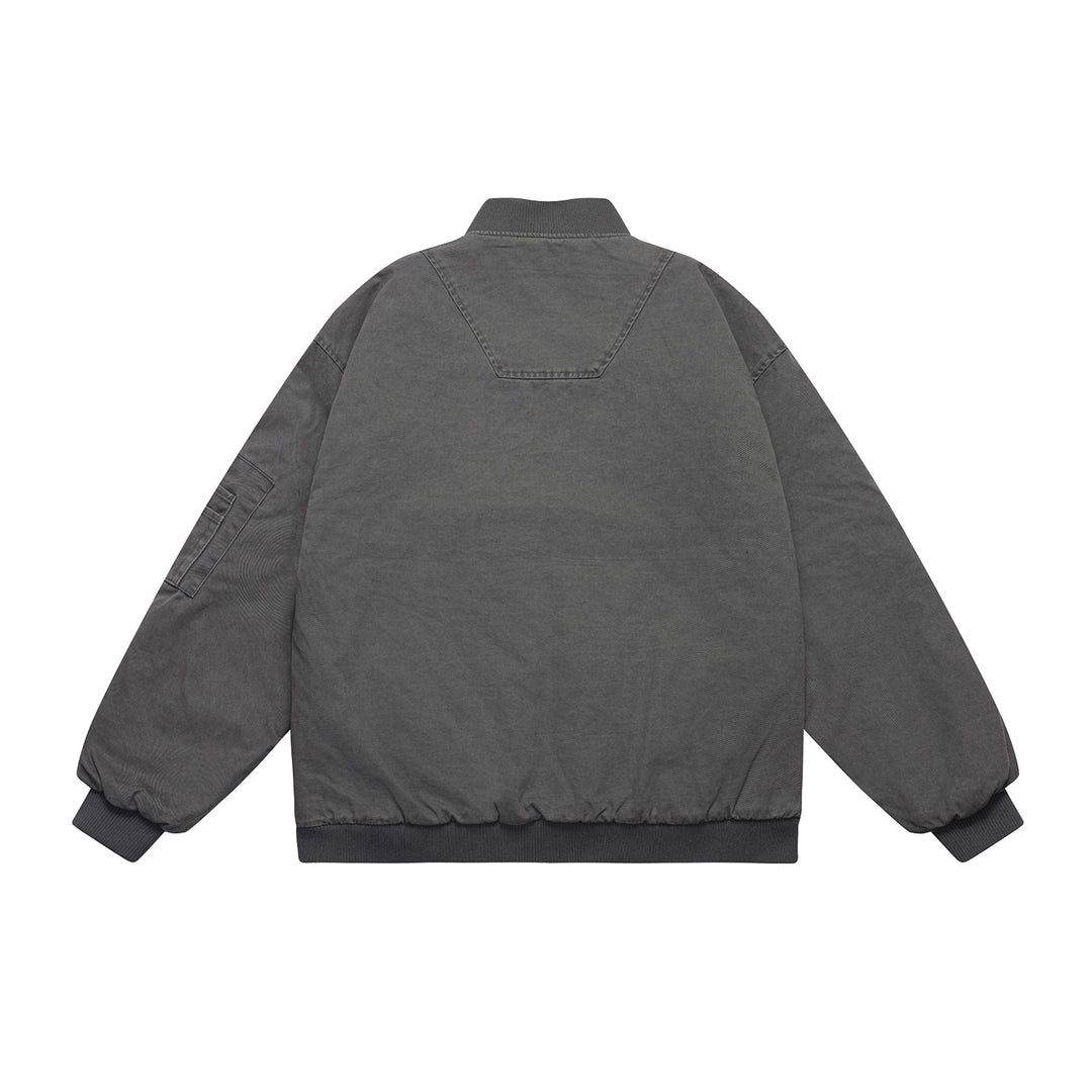 Unisex Oversize Utility Bomber Jacket with Arm Pocket, Elastic Hem and Concealed Side Pockets Mune Fashion