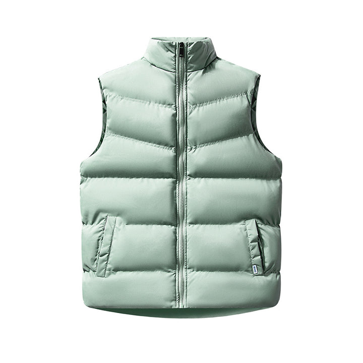 Women's Sleeveless Windproof Puffer Vest with Box Quilting and High Collar Mune Fashion