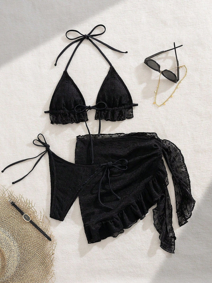 Women's bikini set with sophisticated ruffle details and elegant wrap skirt Mune Fashion