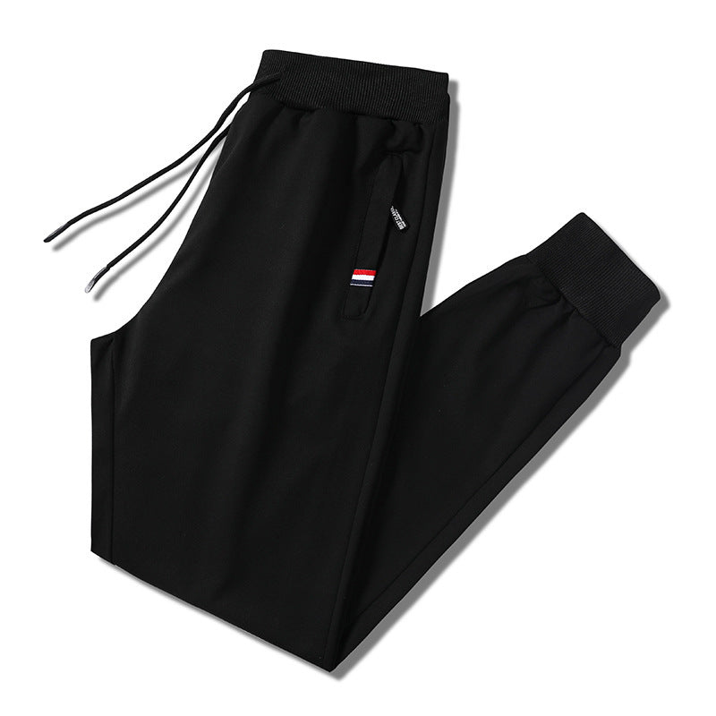 Men's Slim-Fit Jogging Pants with Elastic Ribbed Waistband, Drawstring and Zipper Pockets Mune Fashion