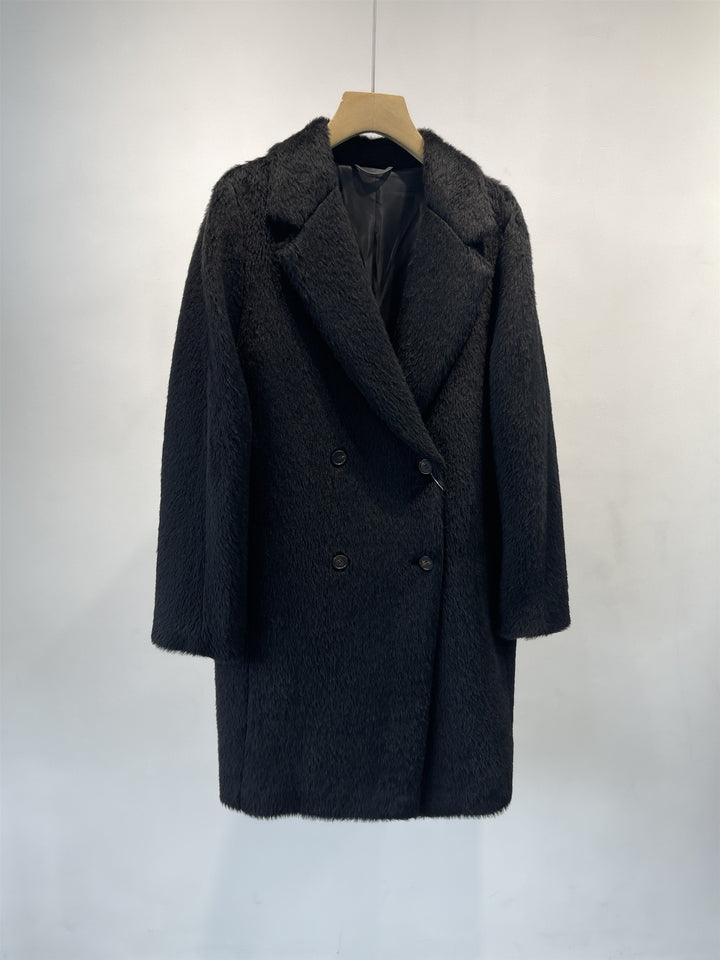 Women Luxury Double Breasted Textured Coat Mune Fashion