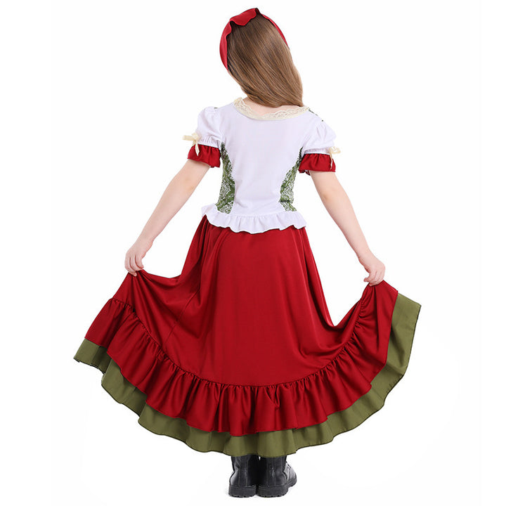 Women's traditional costume dirndl set with laced bodice and full tiered skirt Mune Fashion