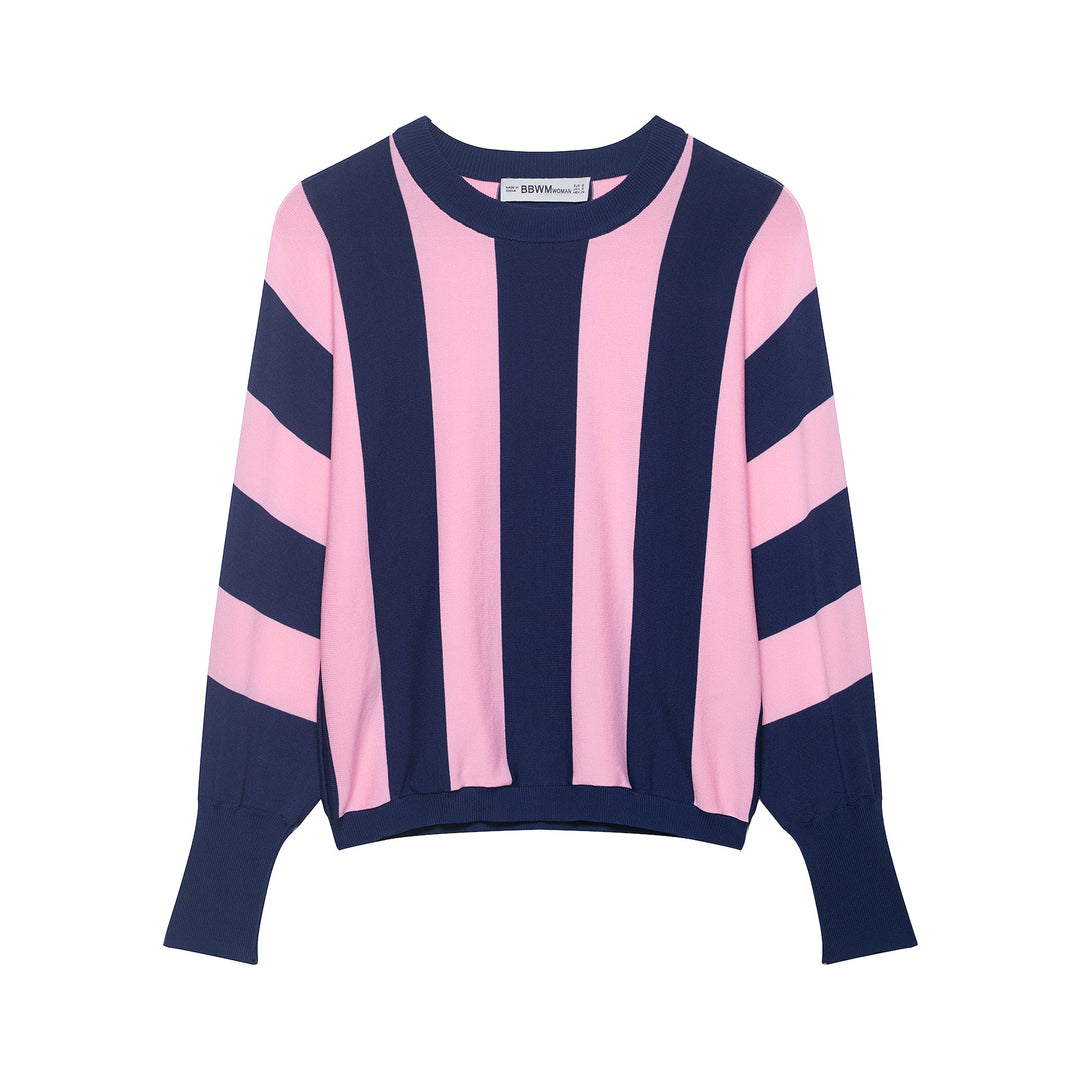 Women’s oversized knit pullover with wide block stripes and dropped shoulder Mune Fashion