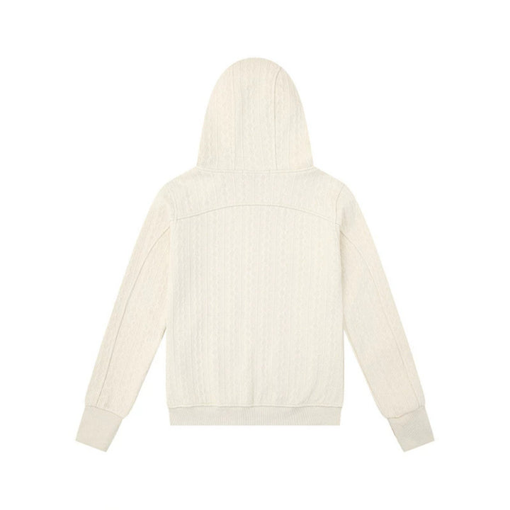 Women's hooded cardigan with cable knit pattern, full zip and side pockets Mune Fashion