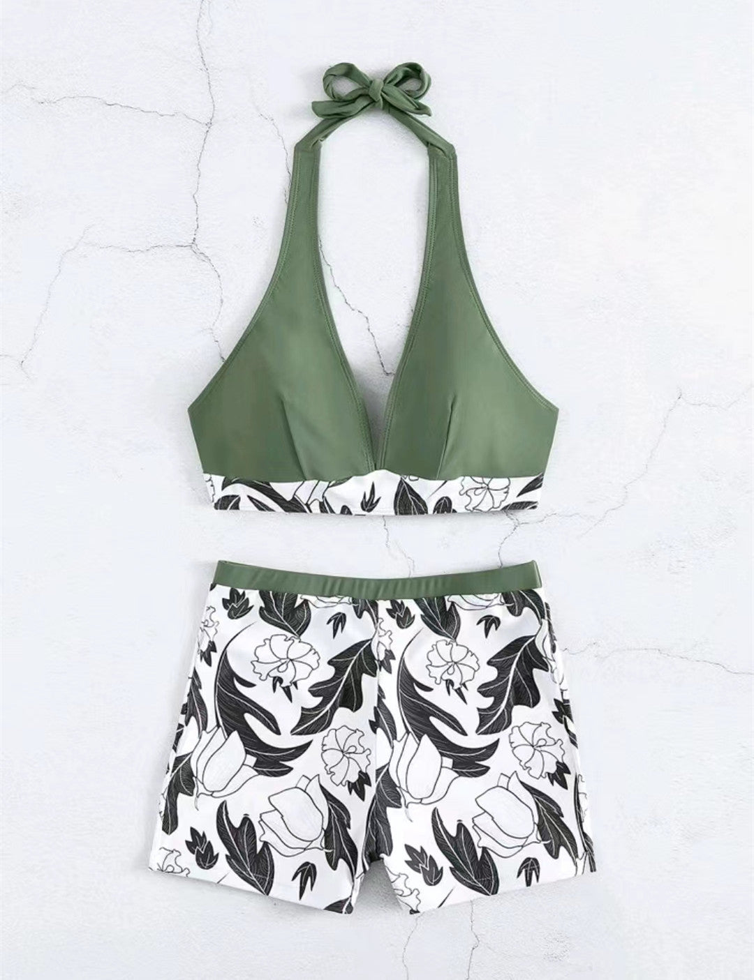 Ladies triangle bikini with floral shorts design Mune Fashion
