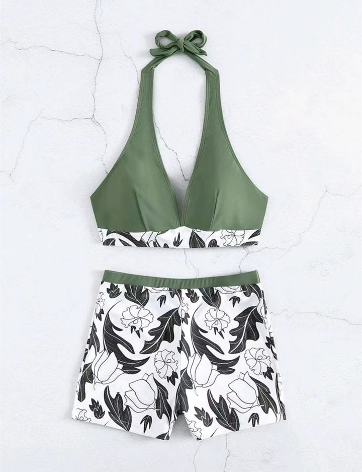 Ladies triangle bikini with floral shorts design Mune Fashion