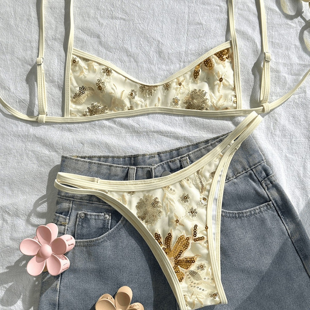 Ladies Glitter Bikini with Floral Design Mune Fashion