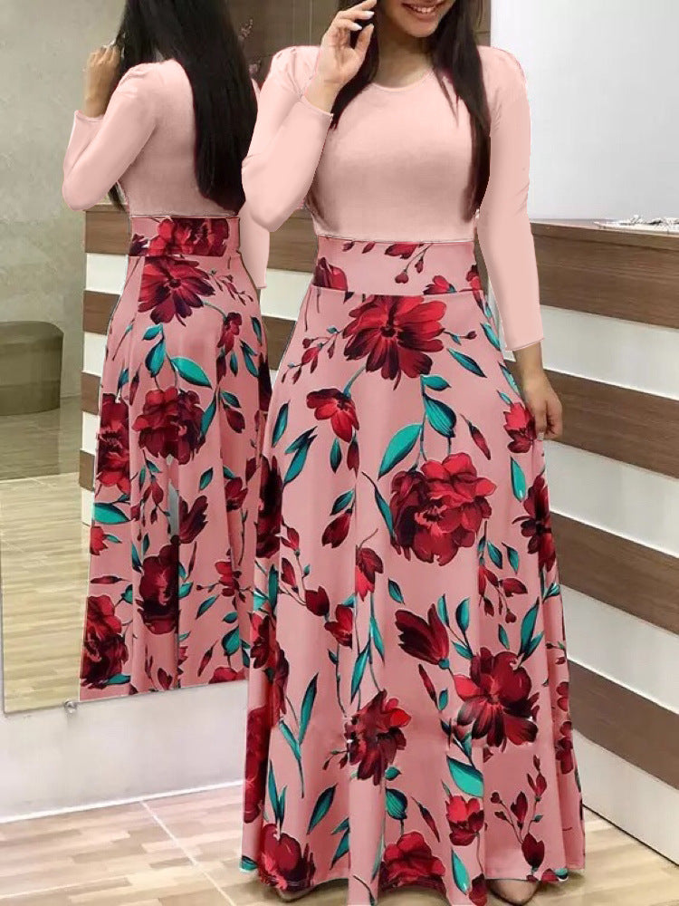 Women's Flowing Maxi Skirt with High Waist and Large Floral Print Mune Fashion