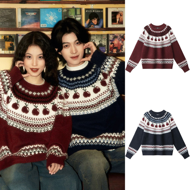Ladies Patterned Knit Sweater Mune Fashion