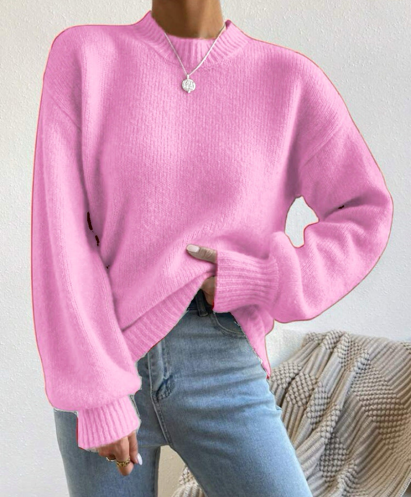 Women’s Oversized Fine Knit Sweater with Suggested Mohair Effect and Extended Ribbed Cuffs Mune Fashion