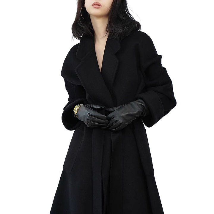 Ladies Elegant Wrap Coat with Waist Belt Mune Fashion