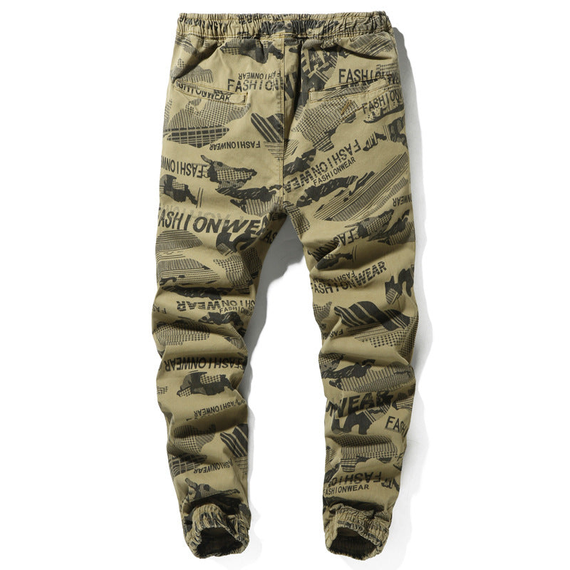 Herren Camouflage-Joggerhose mit Tunnelzug, elastischen Bündchen und Statement-Prints Mune Fashion
