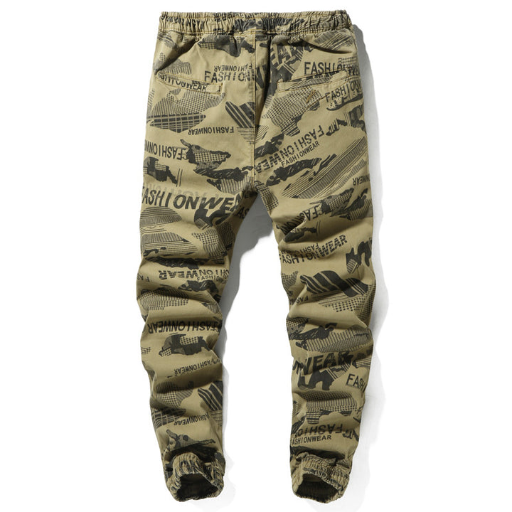 Herren Camouflage-Joggerhose mit Tunnelzug, elastischen Bündchen und Statement-Prints Mune Fashion