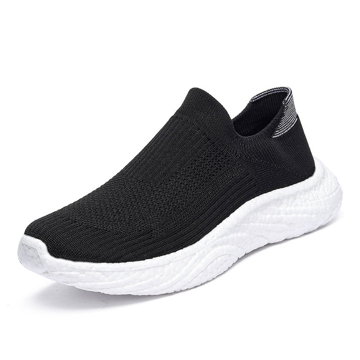 Women's seamless knit entry shoe with sock-like shaft and responsive wave cushioning sole Mune Fashion