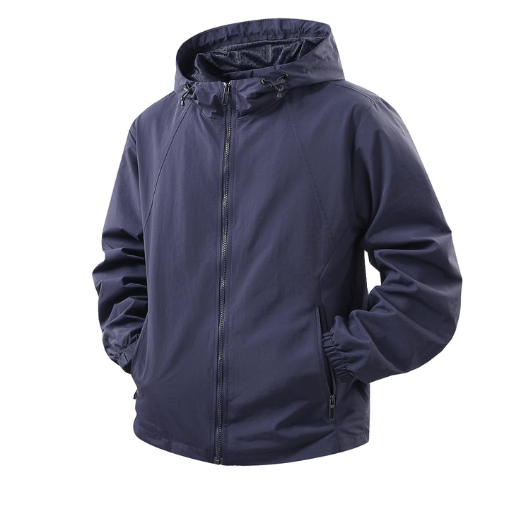 Men's Lightweight Breathable Hooded Windbreaker with Mesh Lining and Zipper Pockets Mune Fashion