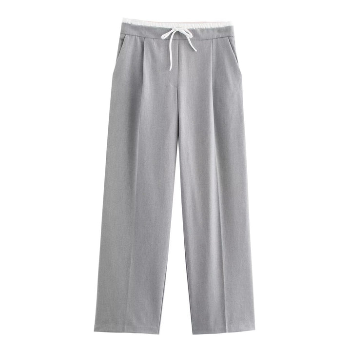 Women 60+ wide Highwaist Palazzo pants with drawstring waistband and crease Mune Fashion