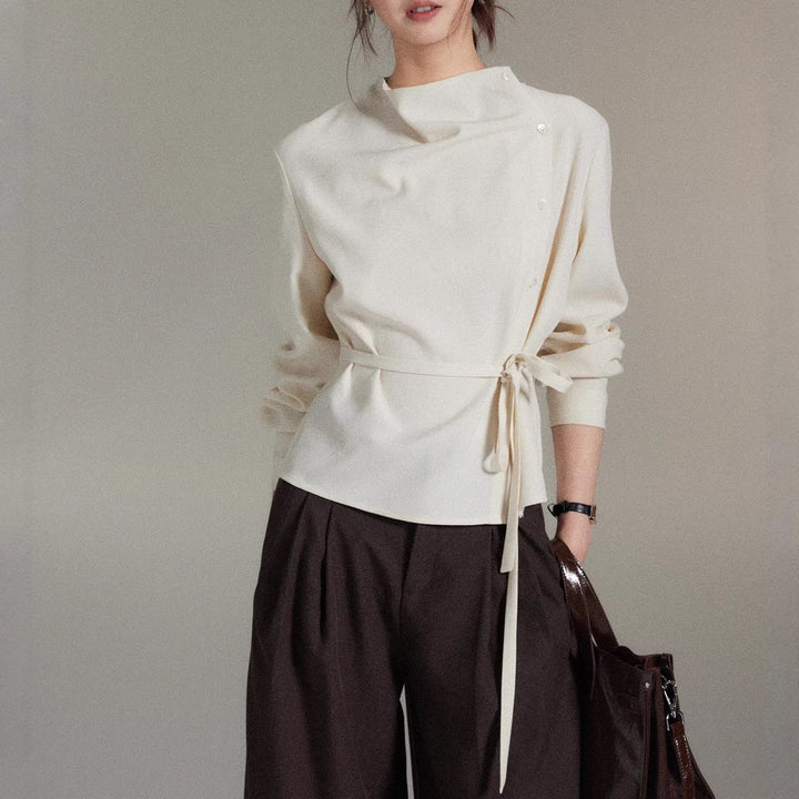 Women's Fashion Blouse with Wrap Neckline Mune Fashion