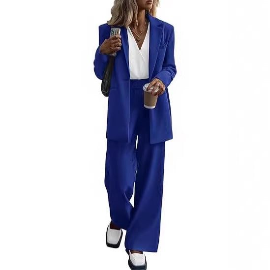 Women's Oversize Suit with Long Blazer and Wide Pleated Trousers Drune