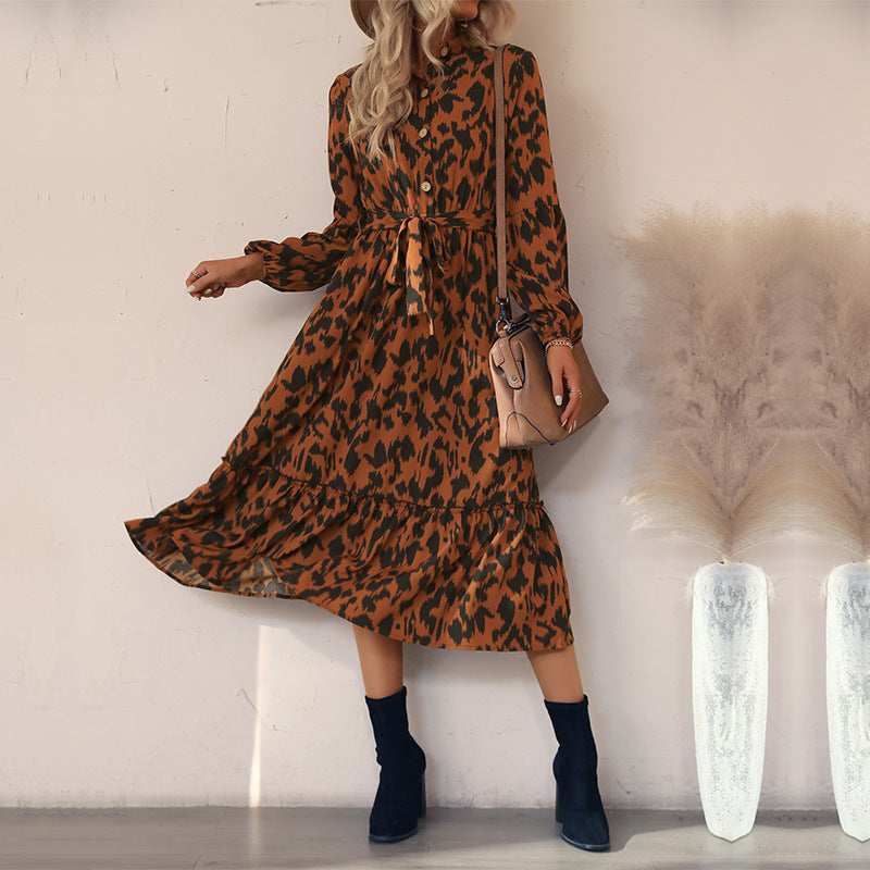 Women's Midi Dress with Belt and Floral Accents Mune Fashion