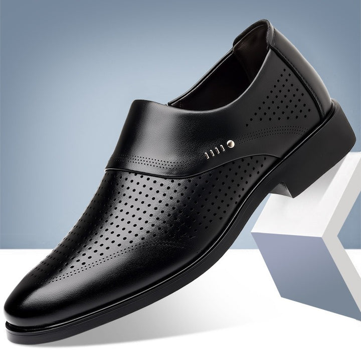 Men's Elegant Slip-On Business Half Shoe with Pointed Toe Cap and Subtle Perforation Mune Fashion