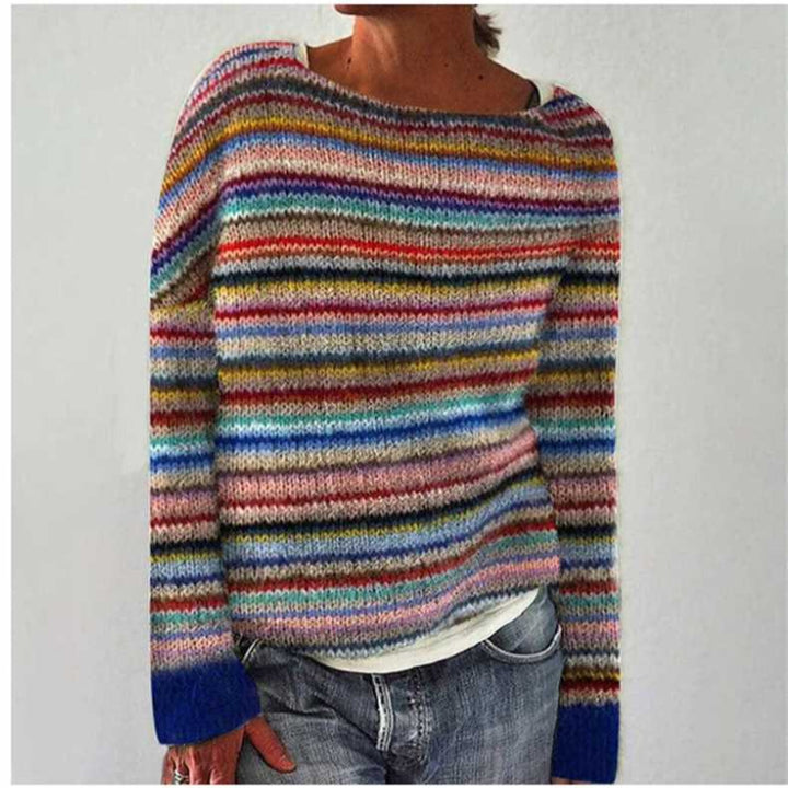 Women's Norwegian sweater made of wool blend with round neck and traditional Fair Isle yoke Mune Fashion