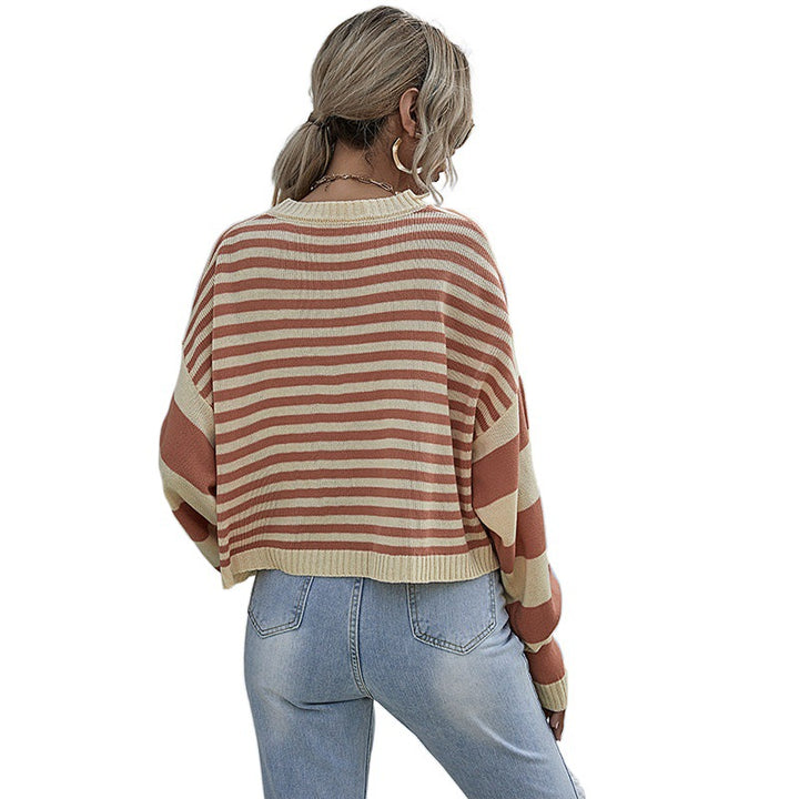 Women Casual Striped Sweater Mune Fashion