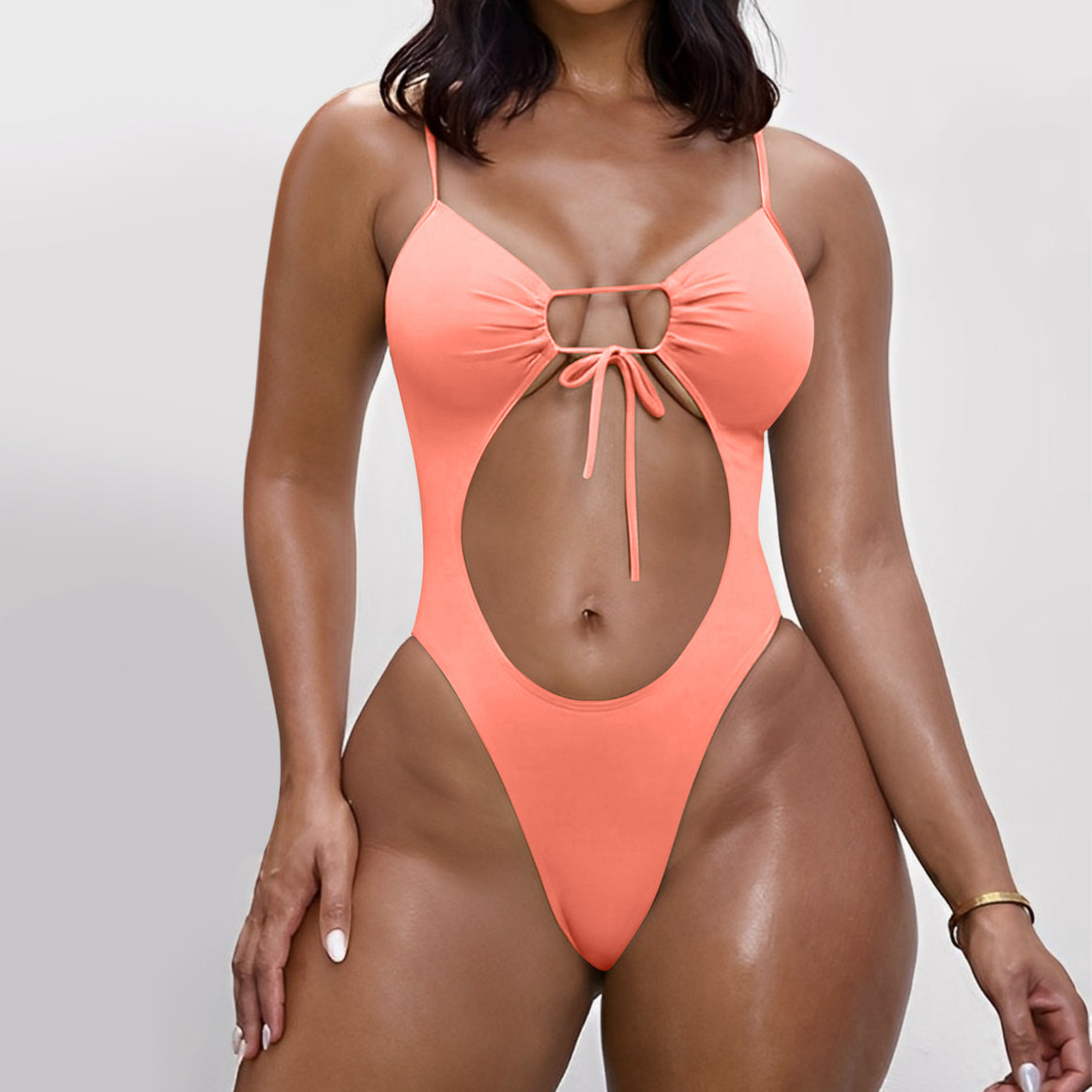 Women's Cut-Out One-Piece Swimsuit with Adjustable Straps Mune Fashion