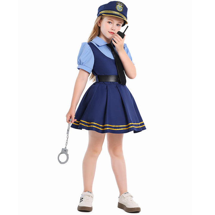 Girl Police Costume with Shirt, Skirt and Ear Applications Mune Fashion