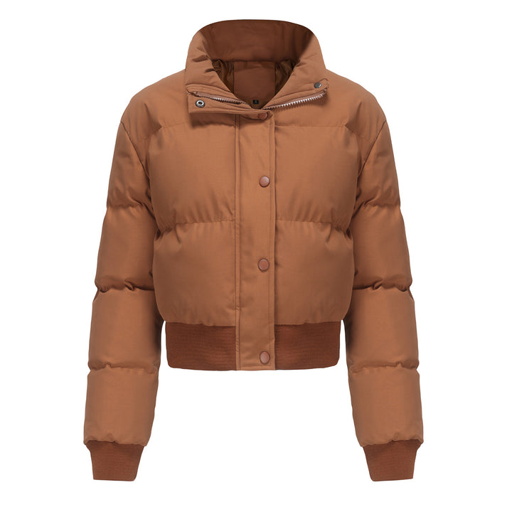 Women's short padded quilted jacket with high stand-up collar and ribbed cuffs Mune Fashion