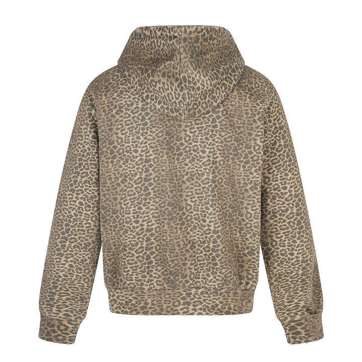 Women's hooded jacket in boxy cut with leopard print and distressed embroidery Mune Fashion