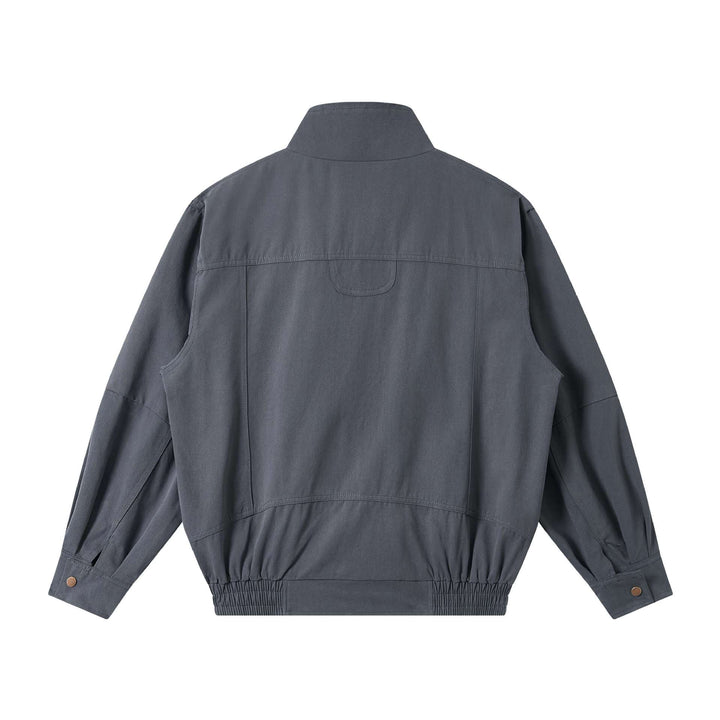 Men's Lightweight Canvas Field Jacket with Stand-Up Collar, Concealed Zipper and Elastic Hem Mune Fashion