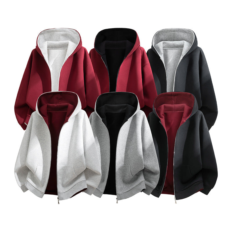 Unisex Oversize Zip-Hoodie with two-tone lining, boxy cut & two-way zipper Mune Fashion