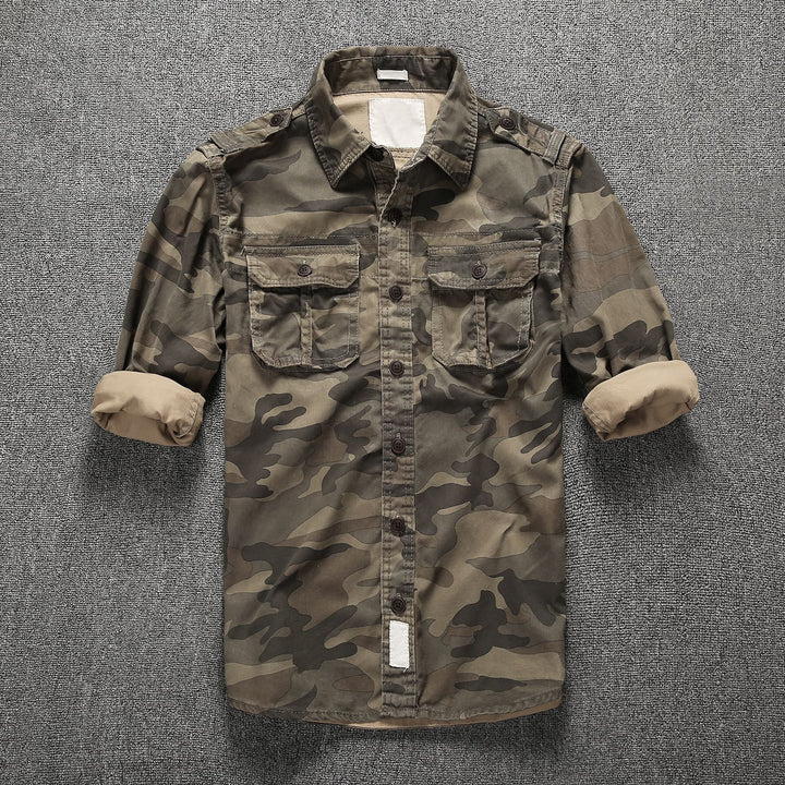 Men's Cotton Field Shirt with Chest Pockets and Shoulder Epaulettes Mune Fashion